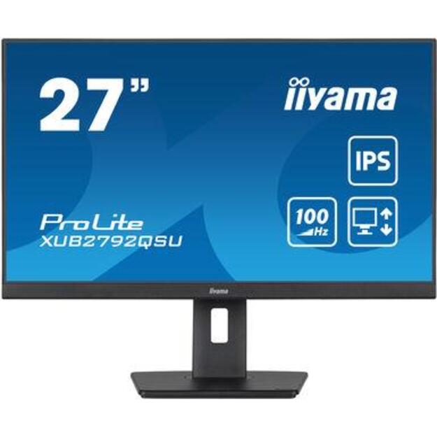 LCD Monitor|IIYAMA|27 |Business|Panel IPS|2560x1440|16:9|100Hz|Matte|0.4 ms|Speakers|Swivel|Pivot|Height adjustable|Tilt|Colour Black|XUB2792QSU-B6