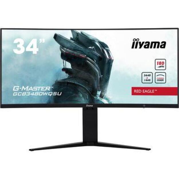 LCD Monitor|IIYAMA|34 |Gaming/Curved/21 : 9|Panel VA|3440x1440|21:9|180Hz|Matte|0.4 ms|Speakers|Height adjustable|Tilt|Colour Black|GCB3480WQSU-B1