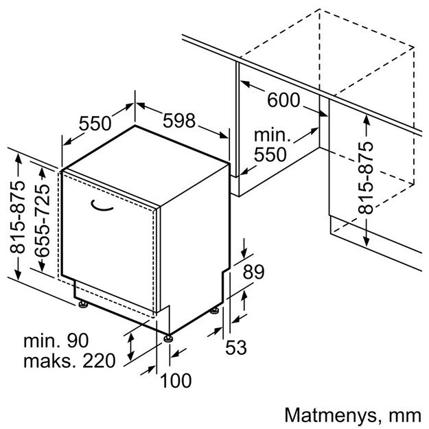 Įmontuojama indaplovė Bosch SMV41D10EU