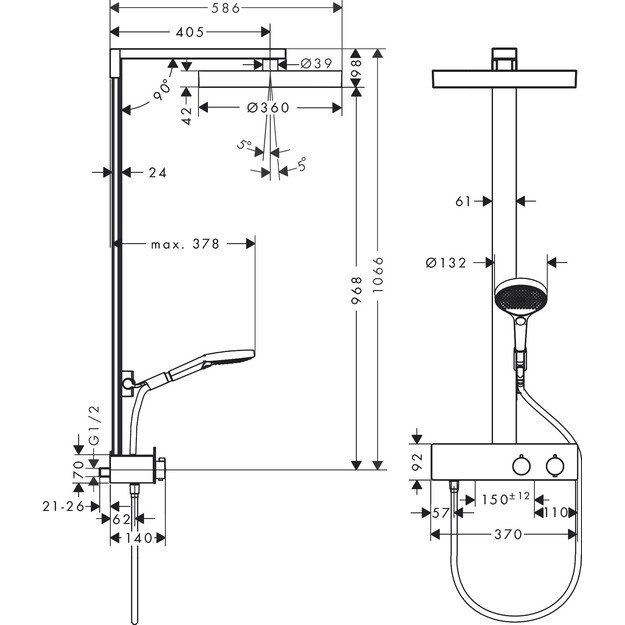 Termostatinė dušo sistema Hansgrohe 26853670