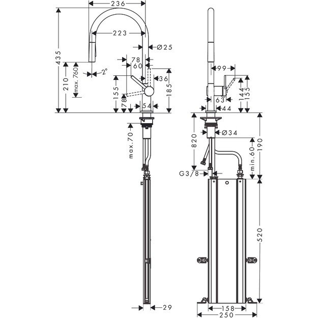 Virtuvinis maišytuvas su ištraukiama žarna Hansgrohe Talis M54 72801670 (juodas matinis) 3