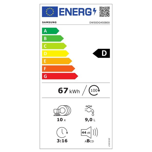 Įmontuojama indaplovė Samsung DW50DG450B00ET 3