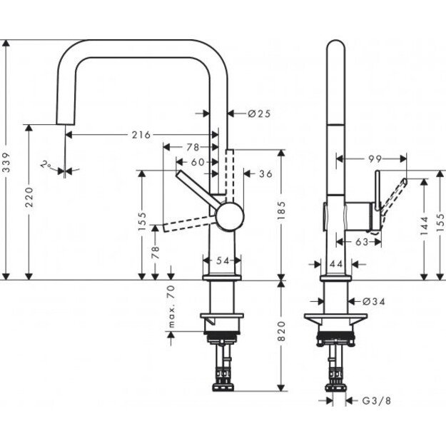 Plautuvės maišytuvas Hansgrohe Talis M54, U 220, 1jet, 72806000, chromo 1