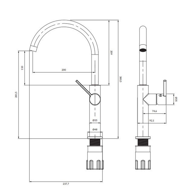 Maišytuvas virtuvei Omnires TULA TL6050CPB 1