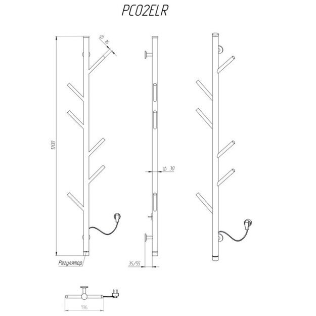 Rankšluosčių džiovintuvas Kosser Stijka 1200x30 ELR reg. baltas 1