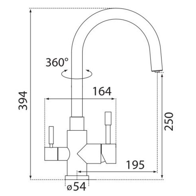 Maišytuvas Blue Water plaut. PALMIRA inox 3in1 1