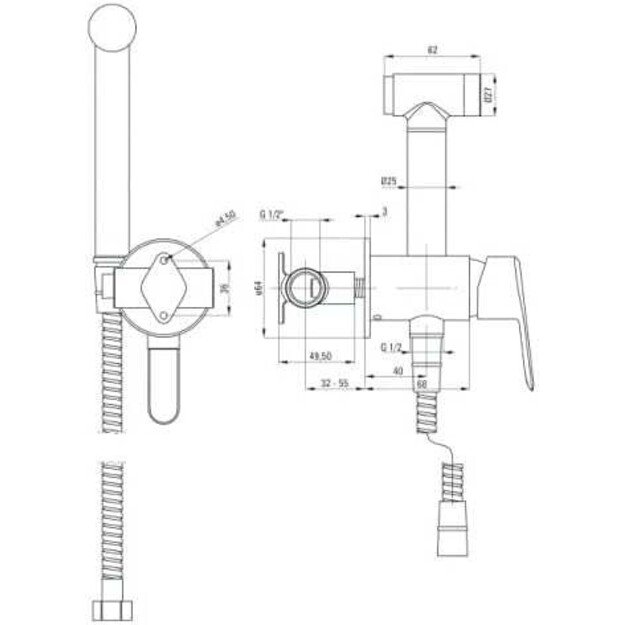 Potinkinis bide maišytuvas su dušeliu Deante Arnika BQA_N34M, juodas matinis 3