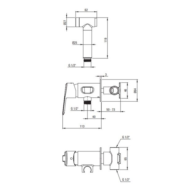 Potinkinis bide maišytuvas su dušeliu Deante Arnika BQA_N34M, juodas matinis 2
