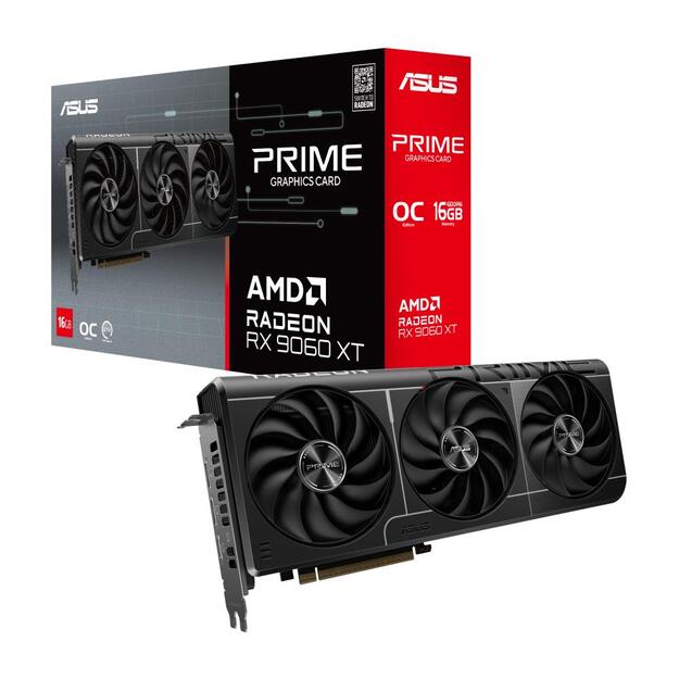 Graphics Card|ASUS|AMD Radeon RX 9060 XT|16 GB|GDDR6|128 bit|PCIE 5.0 16x|Triple slot Fansink|1xHDMI|2xDisplayPort|PRIME-RX9060XT-O16G