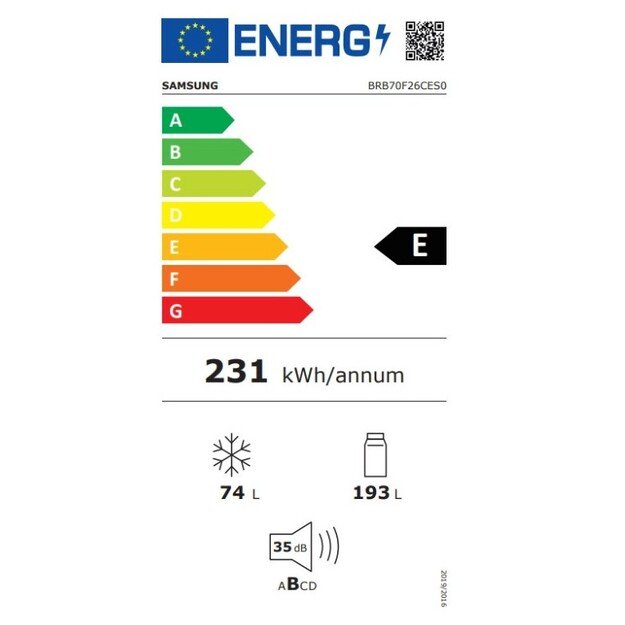 Įmontuojamas šaldytuvas Samsung BRB70F26CES0EO 1