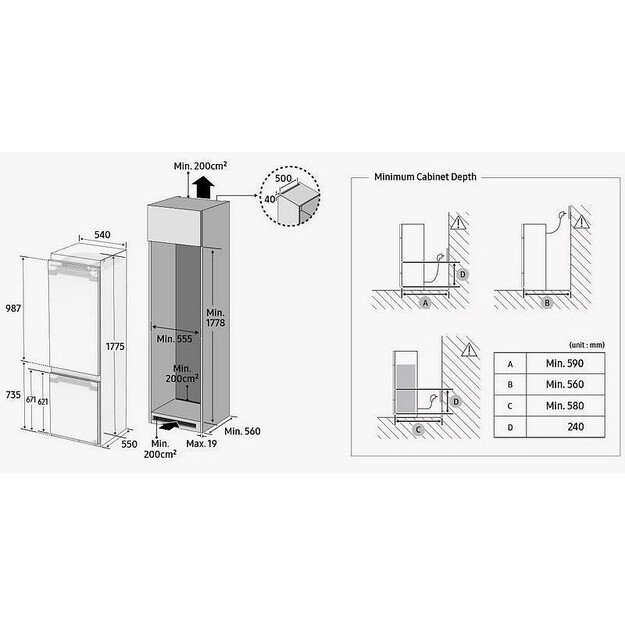Įmontuojamas šaldytuvas Samsung BRB70F26CES0EO 2