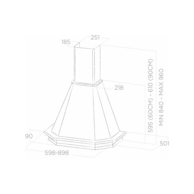 Gartraukis ELICA EMERALD WH/A/90 T.GREZZO, Nedažyto medžio apdaila 2