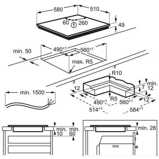 Įmontuojama indukcinė kaitlentė Electrolux KIS62453I 1