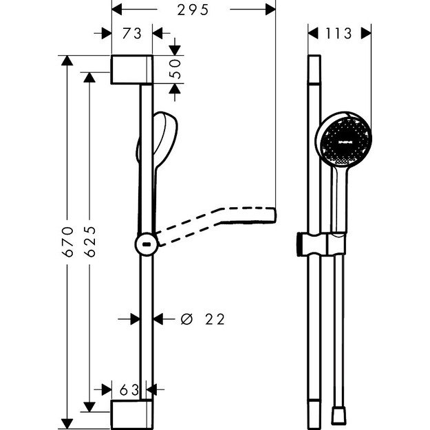 Dušo stovas Hansgrohe Activera Select S 65cm, 28044000 1