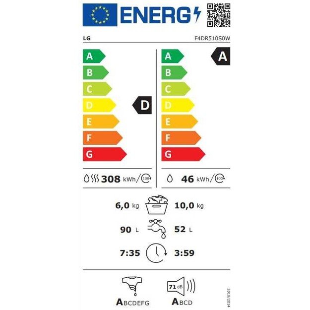 Skalbimo ma&scaron;ina su džiovinimo funkcija LG F4DR510S0W 6