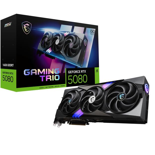 Graphics Card|MSI|NVIDIA GeForce RTX 5080|16 GB|GDDR7|256 bit|PCIE 5.0 16x|Dual Slot Fansink|1xHDMI|3xDisplayPort|RTX508016GGAMTRIOOC