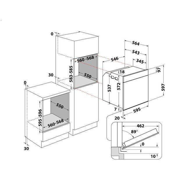 Įmontuojama orkaitė Whirlpool WOI5S8PPM1SBA 2