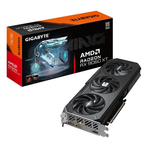Graphics Card|GIGABYTE|AMD|Radeon RX 9060 XT|16 GB|GDDR6|128 bit|PCI Express x16 5.0|Active|GV-R9060XTGAMING-16GD1.0