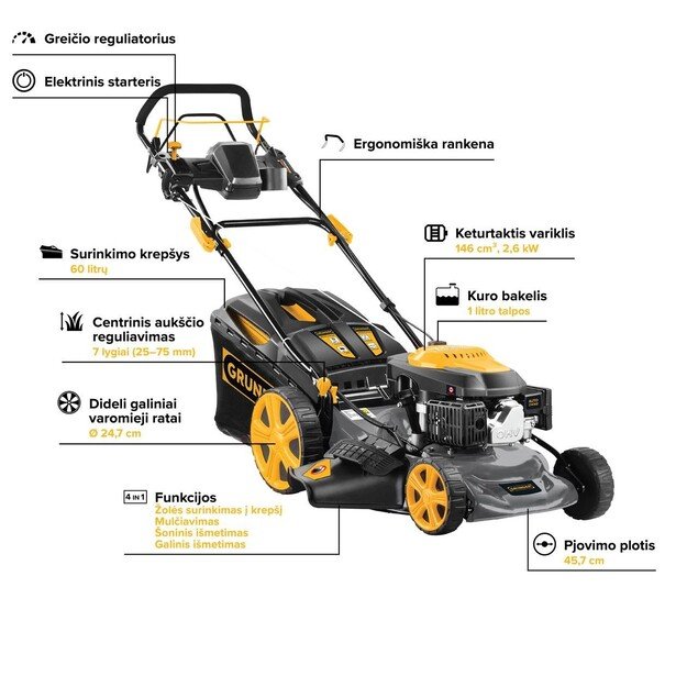 Benzininė vejapjovė Grunder S461VHY-T6 2