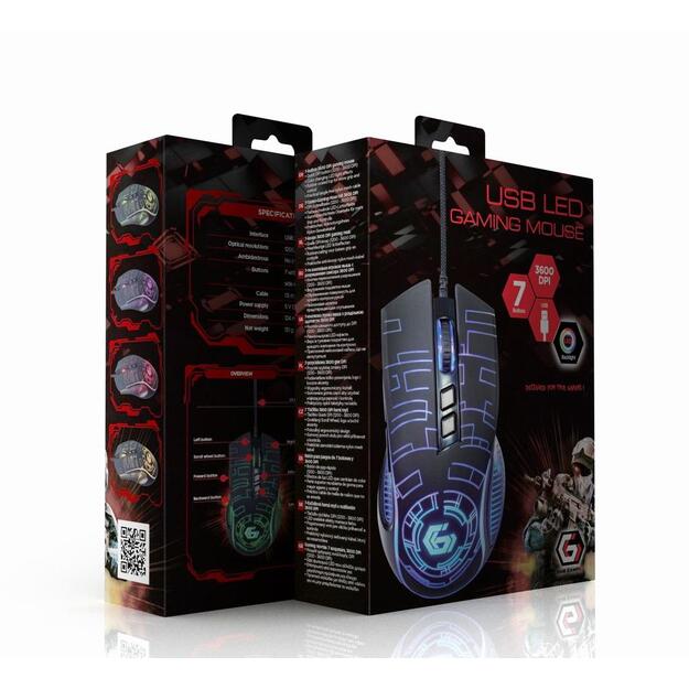 MOUSE USB OPTICAL GAMING/BLACK MUSG-RGB-01 GEMBIRD