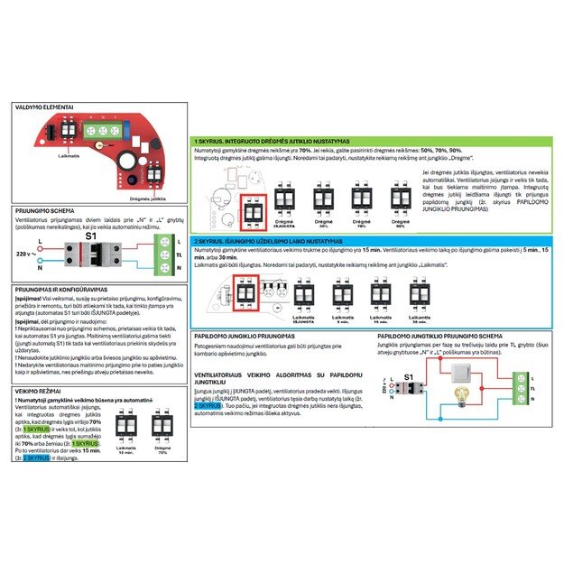 Ventiliatorius Vlano EOS 100 H WH (Baltu stiklu su laikmačiu ir drėgmės jutikliu) 100 mm 7