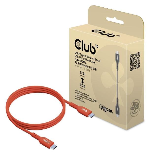 CABLE USB-C TO USB-C 1M/M/M CAC-1511 CLUB3D