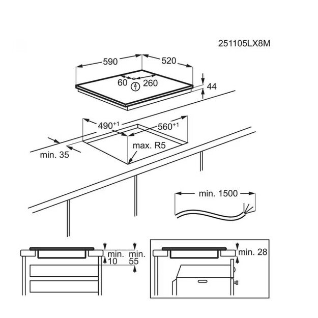 Įmontuojama indukcinė kaitlentė Electrolux SaphirMatt SE, Bridge, Hob2Hood, CIV63443CT 1