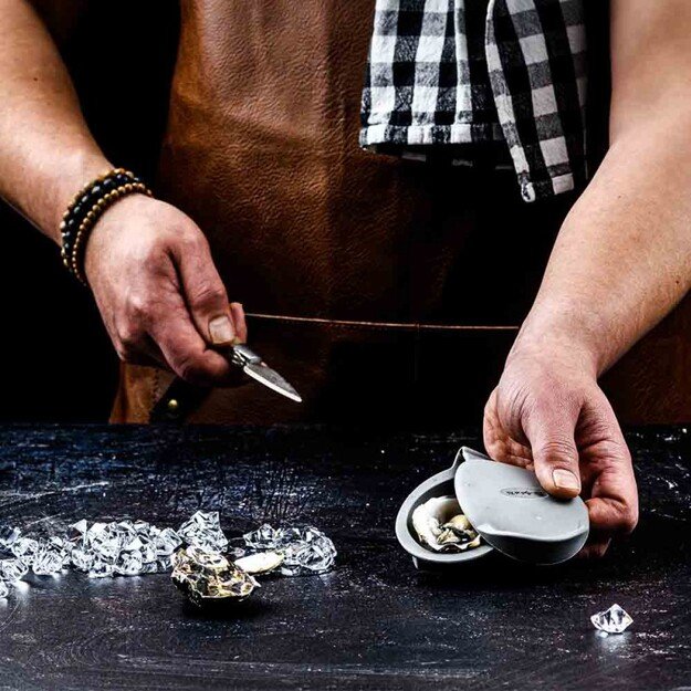 Austrių gliaudymo rinkinys Style De Vie Oyster set Olive wood 5