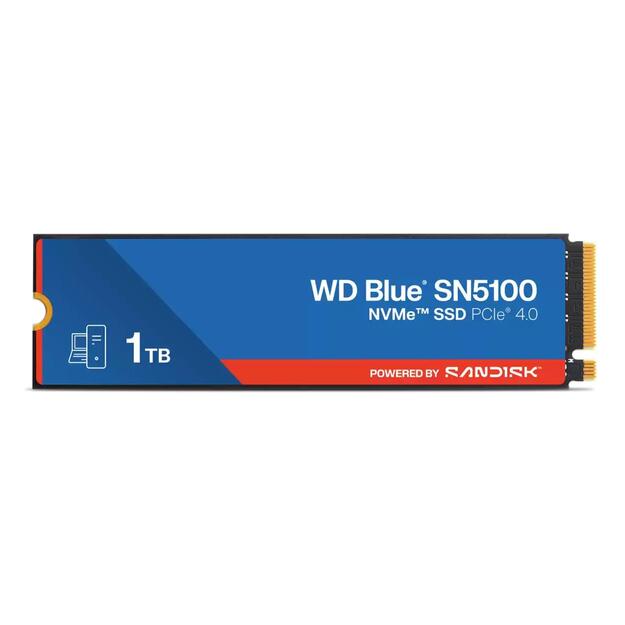 SSD|SANDISK|600xTBW rating|MTBF 1750000 h|Read speed 7100 MB/s|Write speed 6700 MB/s|NVMe Yes|PCI Express 4.0|M.2|1000 GB|POWERED BY SANDISK|Blue SN5100|WDS100T5B0E-00CPE0
