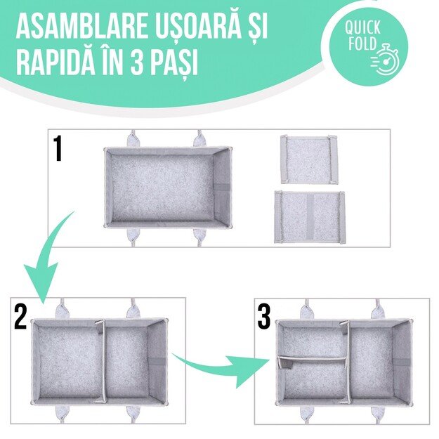 Sauskelnių ir kūdikio aksesuarų organizatorius SIPO OF003, mėtų/pilka 3
