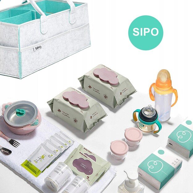 Sauskelnių ir kūdikio aksesuarų organizatorius SIPO OF003, mėtų/pilka 1