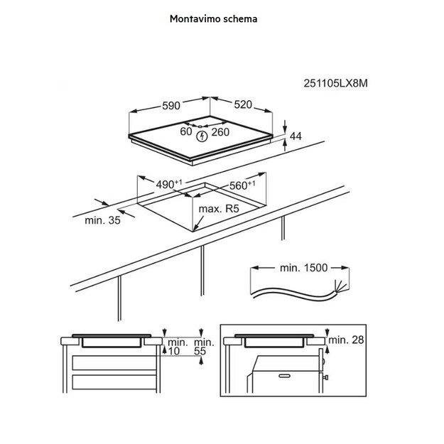 Įmontuojama indukcinė kaitlentė AEG 6000, Hob2Hood, TO63IQ00FB 2