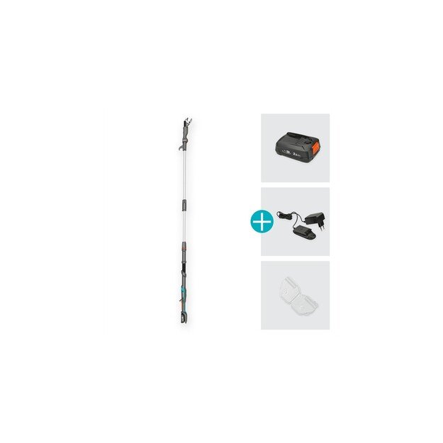 Akumuliatorinės teleskopinės genėjimo žirklės Gardena HighCut 250/18V P4A paruo&scaron;tas naudojimui rinki 5