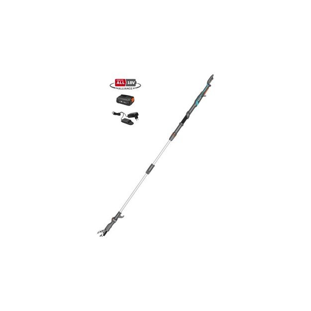 Akumuliatorinės teleskopinės genėjimo žirklės Gardena HighCut 250/18V P4A paruo&scaron;tas naudojimui rinki