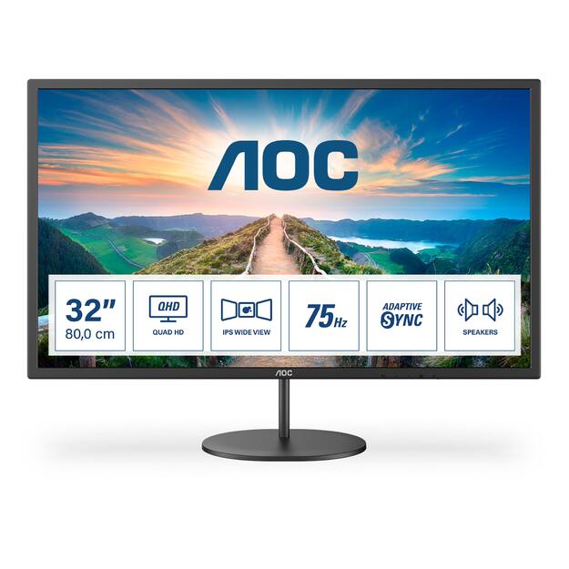 LCD Monitor|AOC|Q32V4|31.5 |Business|Panel IPS|2560x1440|16:9|75Hz|Matte|4 ms|Speakers|Tilt|Colour Black|Q32V4