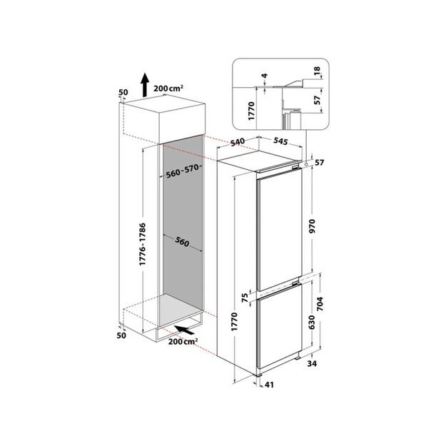 Įmontuojamas &scaron;aldytuvas Whirlpool WHC18D051A1 2