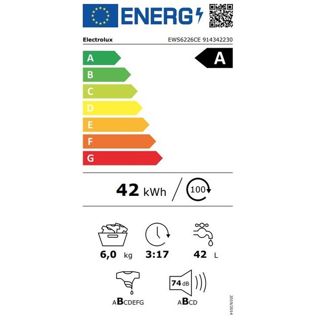 Skalbimo ma&scaron;ina Electrolux 600 serija, SensiCare, EWS6226CE, 6 kg 2
