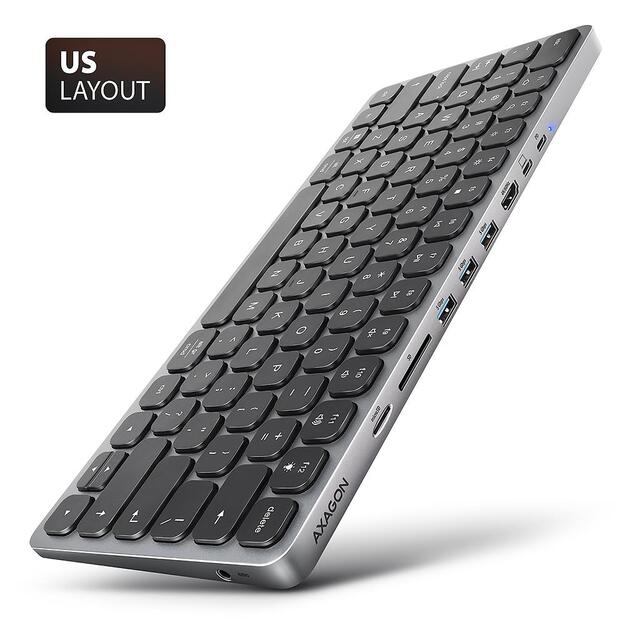 KEYBOARD + I/O HUB 9IN1/0.6M HMC-KB-US AXAGON