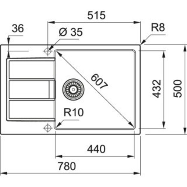 Plautuvė Franke S2D- 611-78XL su papastu ventiliu  143.0670.832 1