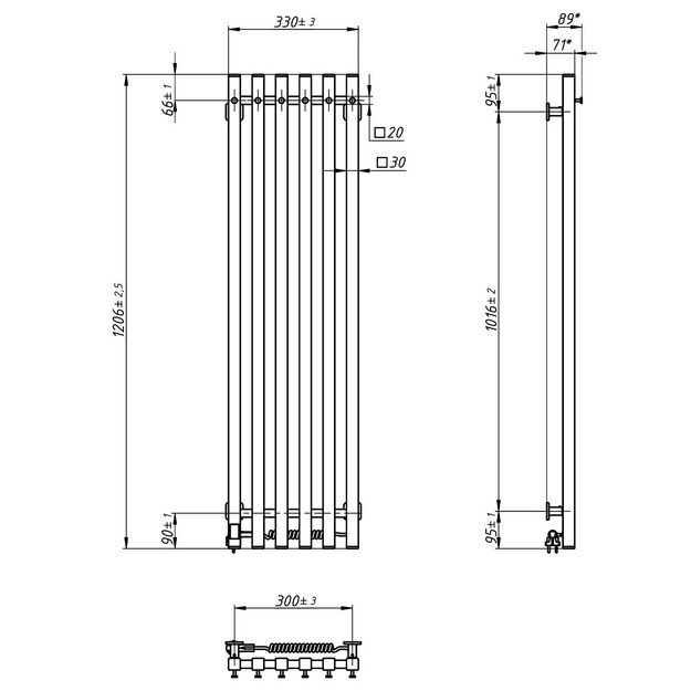 Elektrinis rank&scaron;luosčių džiovintuvas Navin Levante 330x1200, Sensor, 12-257053-3312, (laidas de&scaron;inėj 2