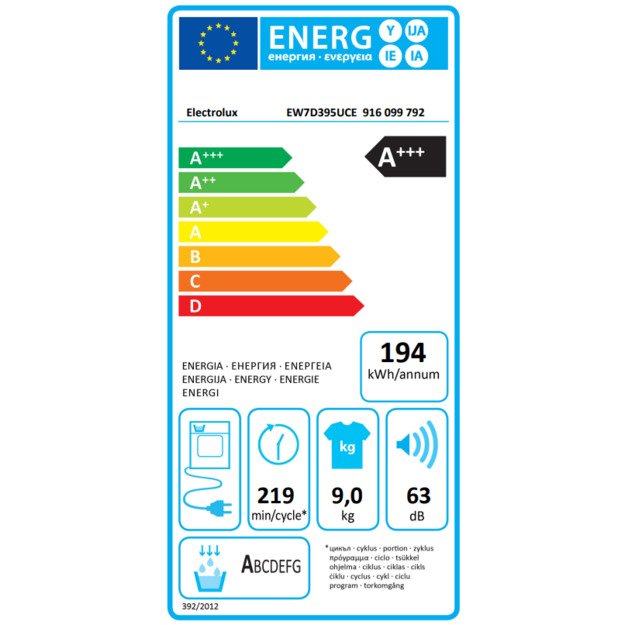 Džiovyklė ELECTROLUX EW7D395UCE