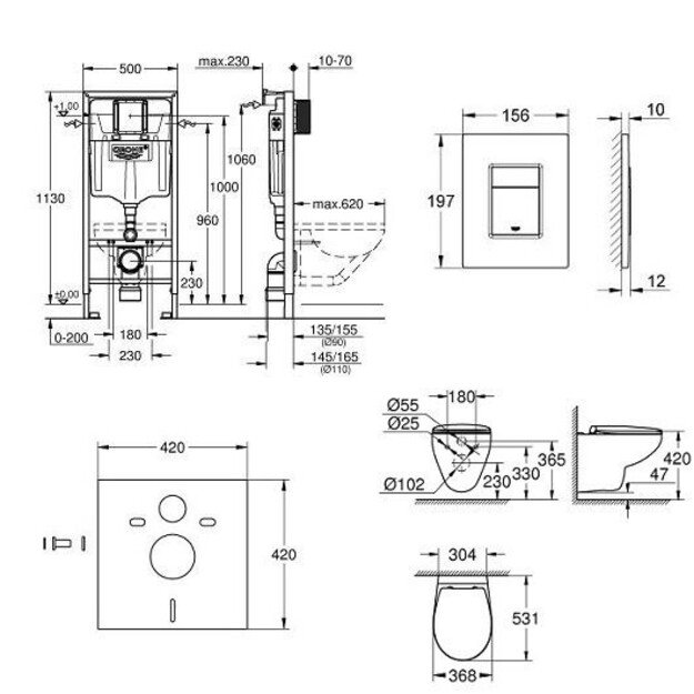 Potinkinis WC komplektas Grohe Solido 39586000