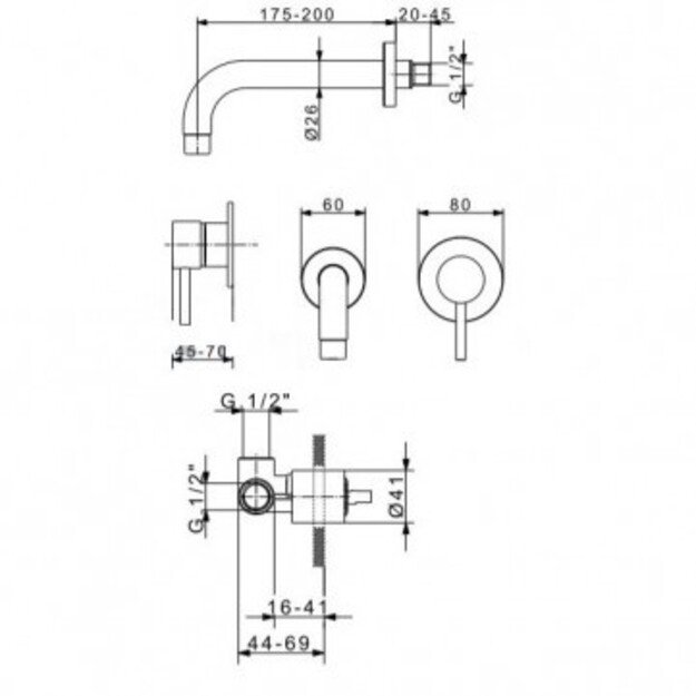 Potinkinis praustuvo maišytuvas Flexdoccia Matrix 33310+00400