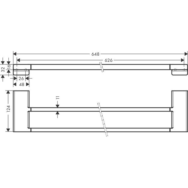 Dvigubas vonios rankšluosčių laikiklis Hansgrohe AddStoris 41743000, chromo