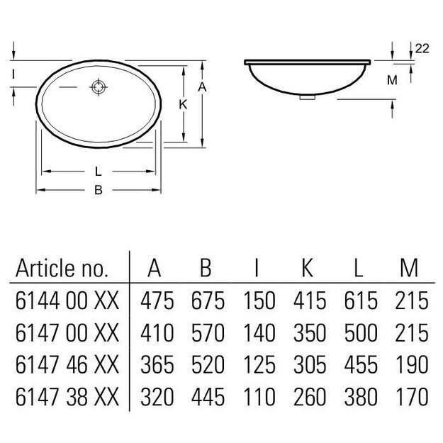 Praustuvas Villeroy&Boch Evana 61440001 615x415 mm