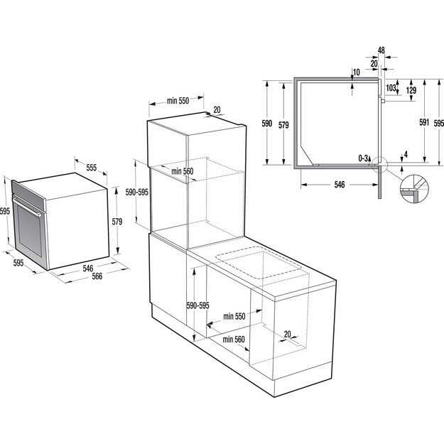 Įmontuojama orkaitė su garų funkcija Gorenje BCS798S24X