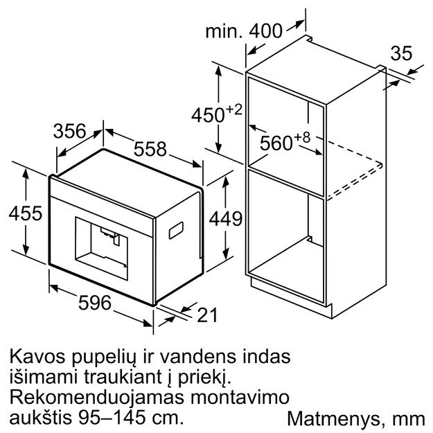 Įmontuojamasis visiškai automatinis kavos aparatas Neff N 90, C17KS61G0, grafitas/pilka