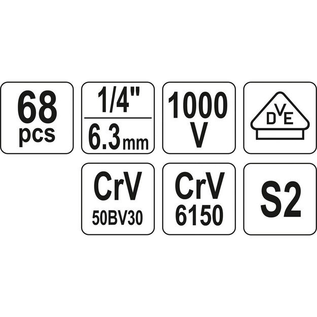 Įrankių elektrikams rinkinys Yato YT-39009, 68 vnt