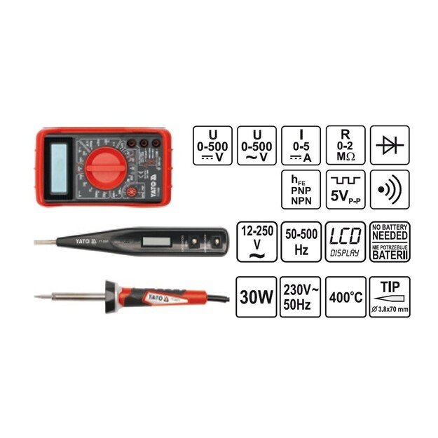 Įrankių elektrikams rinkinys Yato YT-39009, 68 vnt