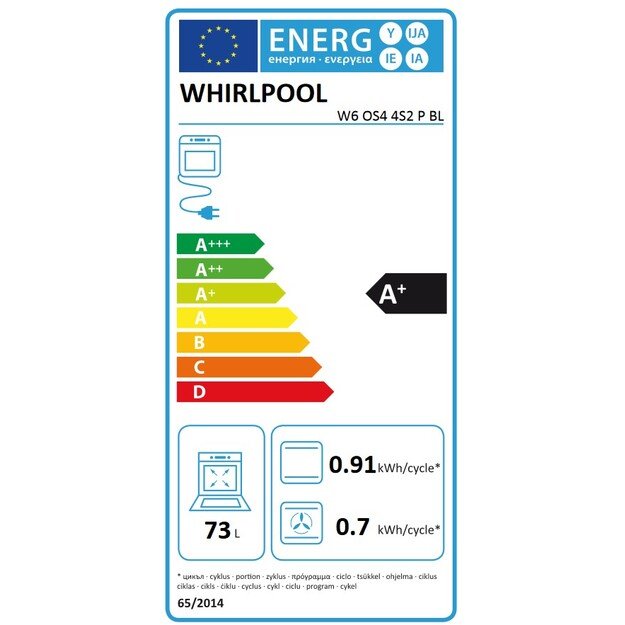 Įmontuojama elektrinė orkaitė Whirlpool W6 OS4 4S2 P BL